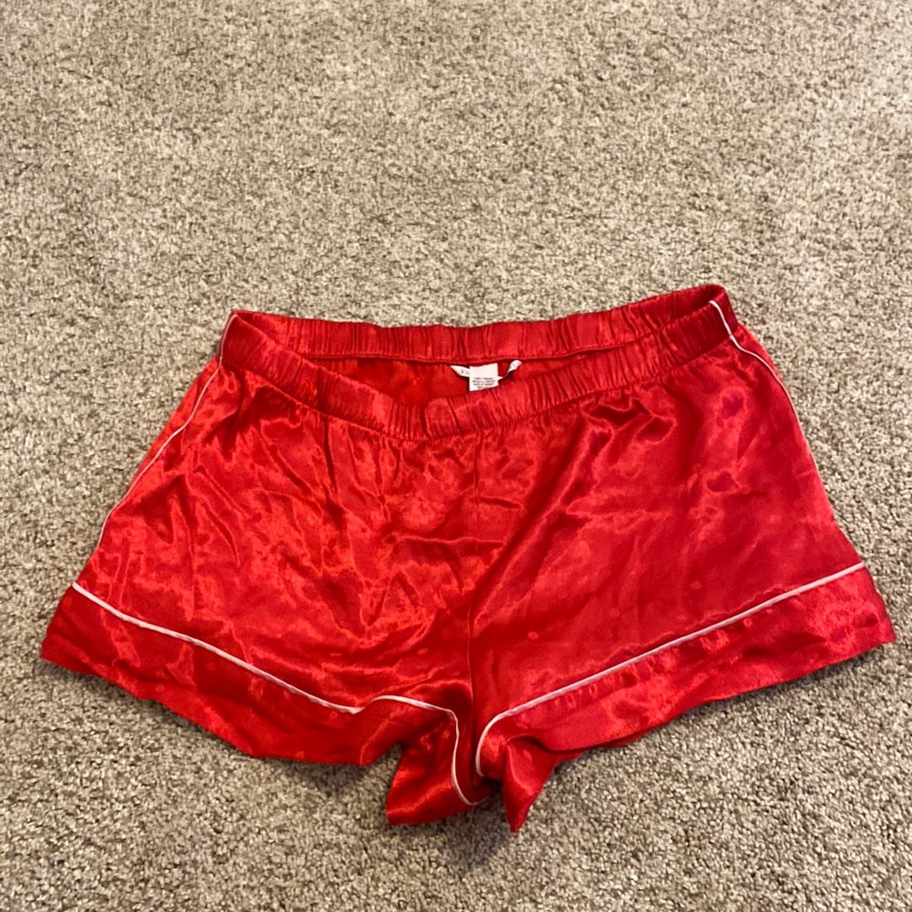Ruby red polka dot pajama shorts